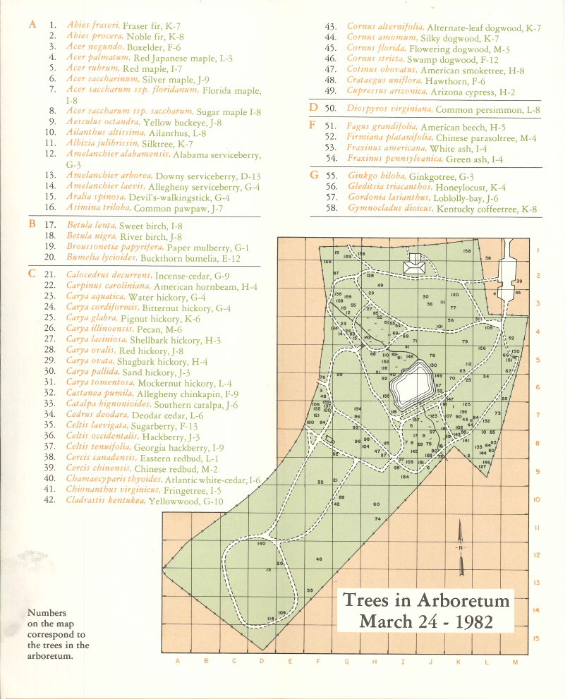 Arboretum List of Trees from 1982