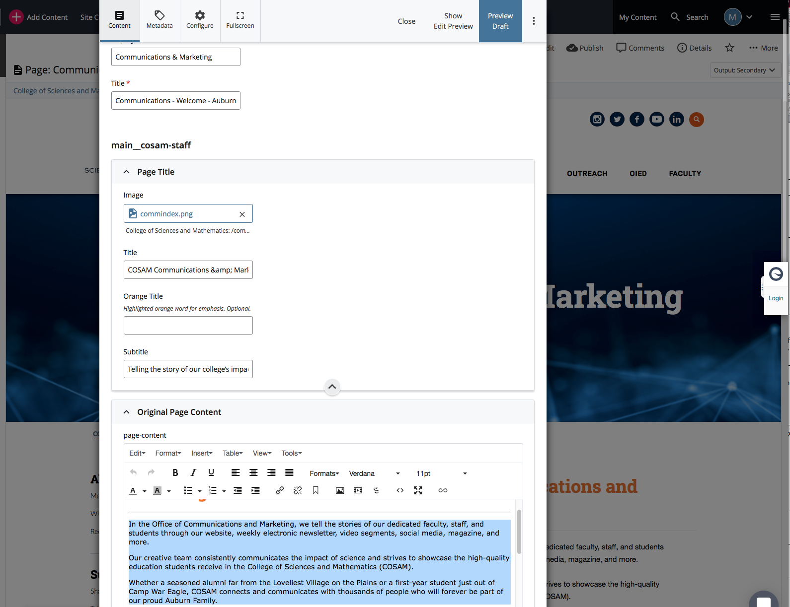 How to edit a page in Cascade