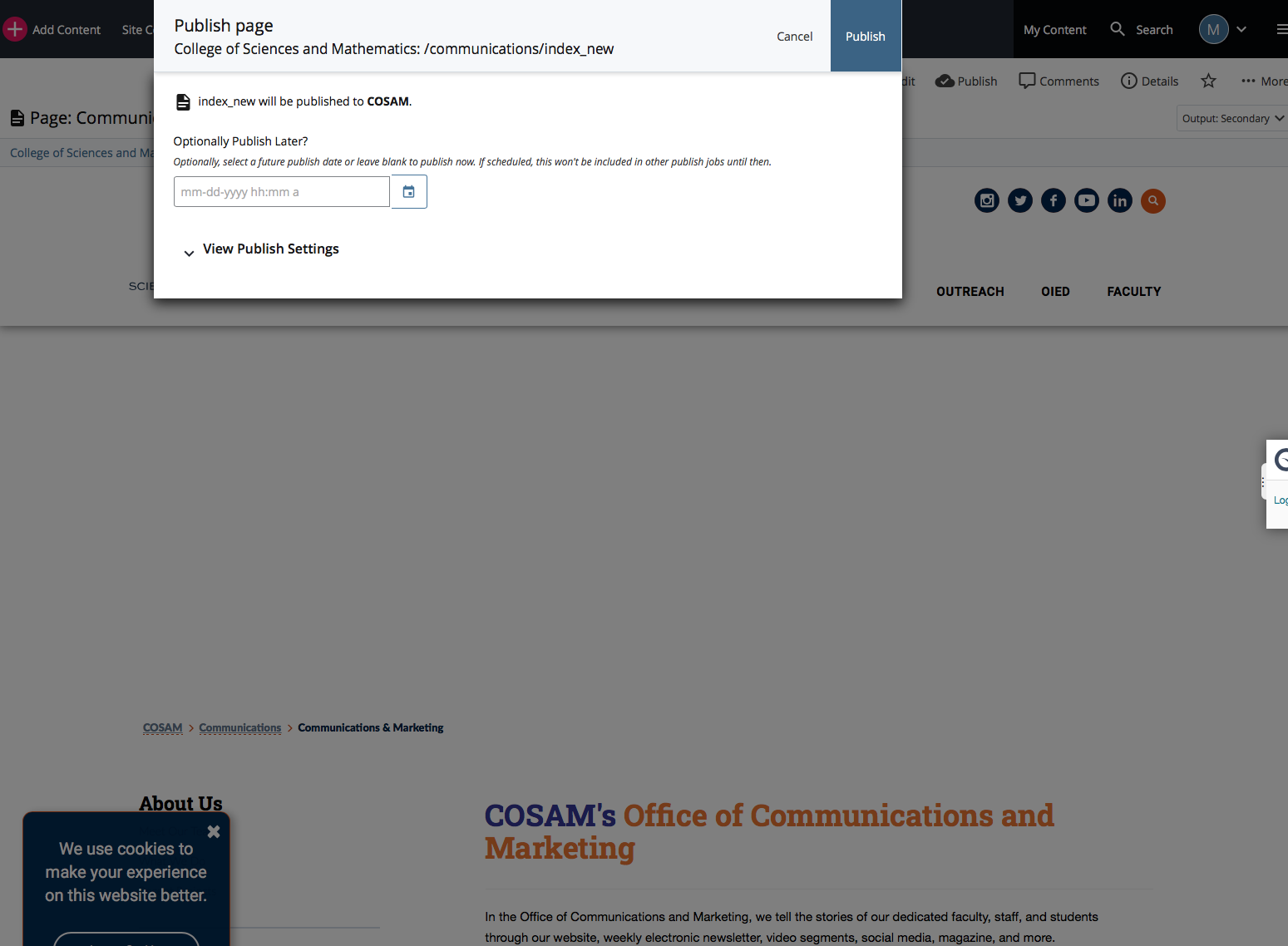 How to publish a page