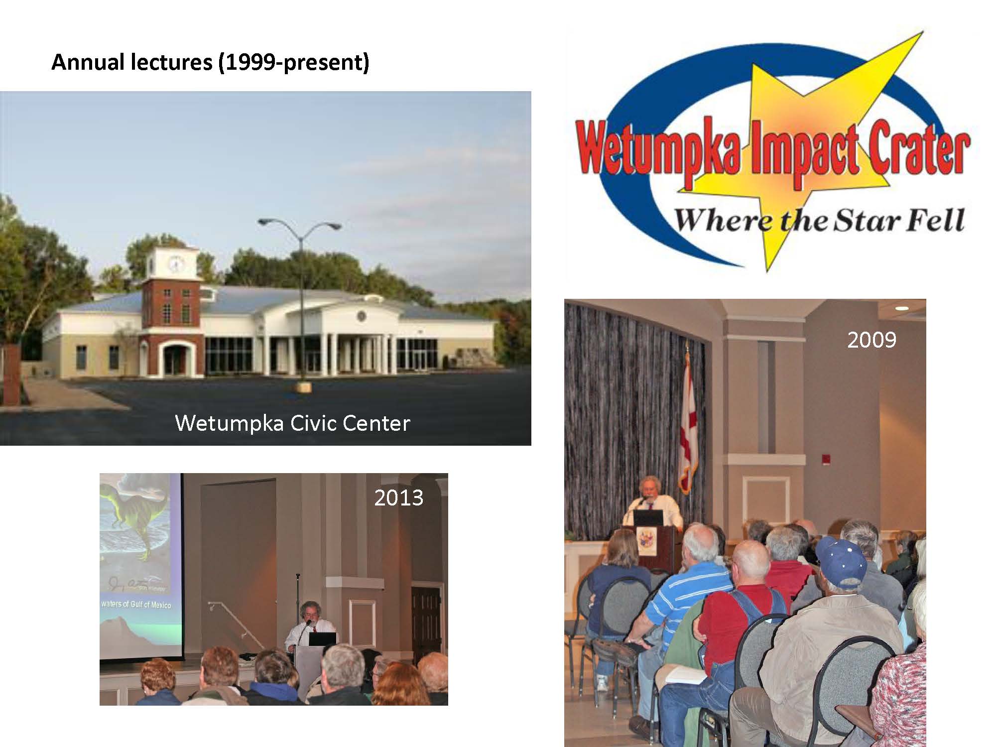 Wetumpka Civic Center and images from the annual lectures