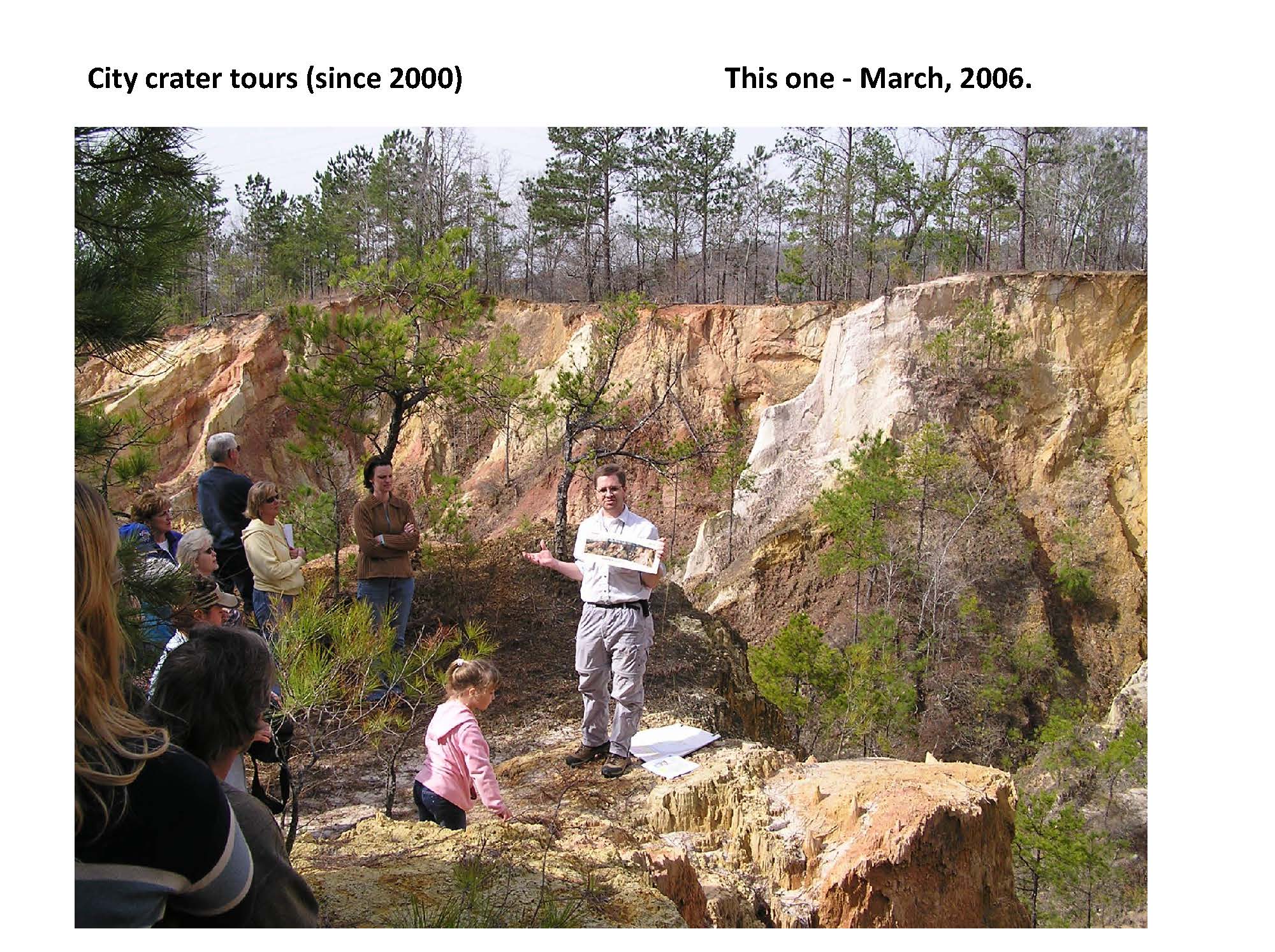 People attending a crater tour in March 2006