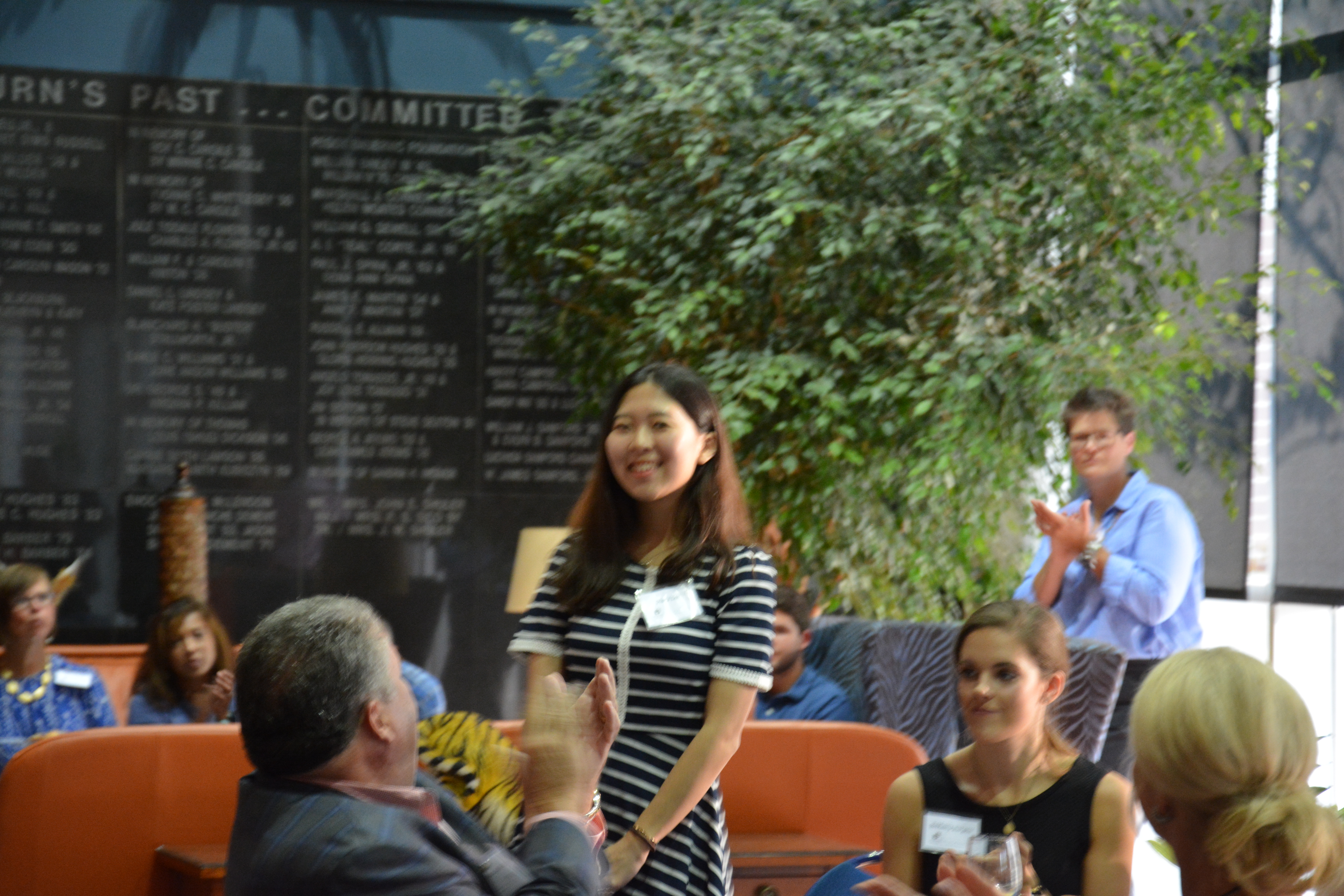 Nara Lee being recognized as a scholarship recipient. 