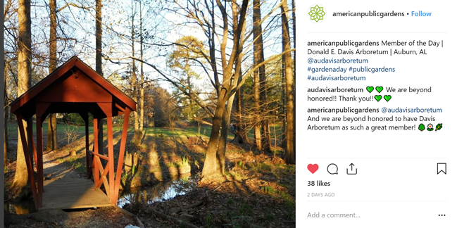 Davis Arboretum as Garden of the Day on Instagram