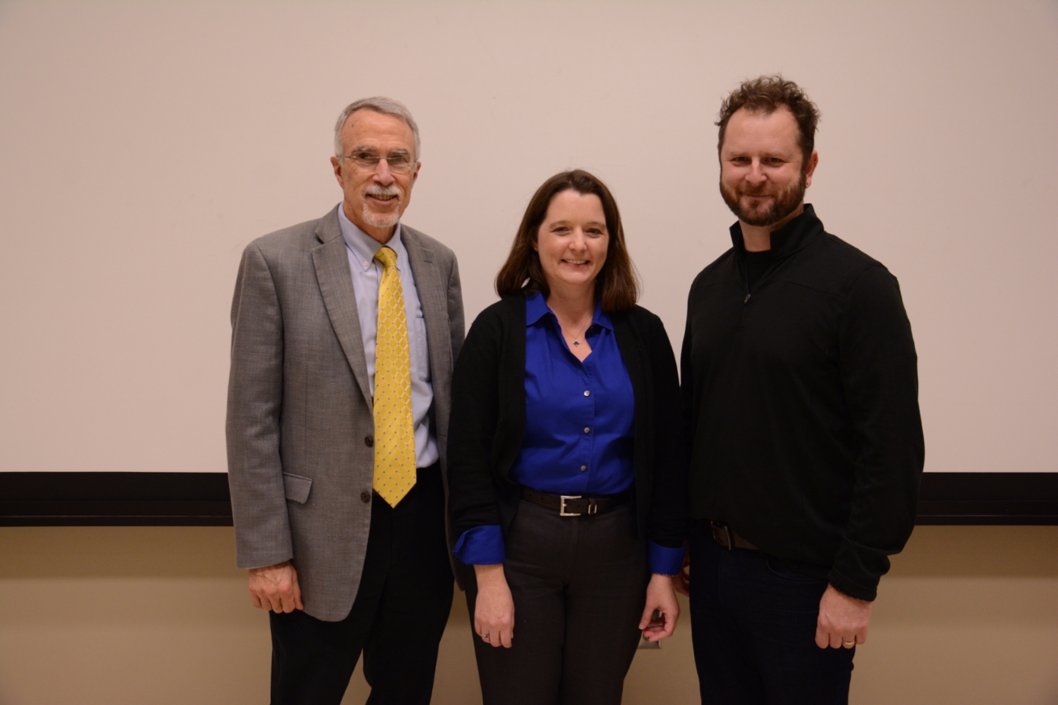 Dean Nicholas J. Giordano with Dr. Anne E. V. Gorden and Dr. Paul A. Cobine.