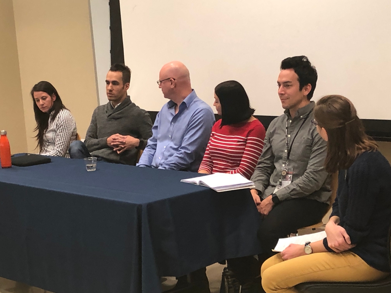 Panel of experts sitting at a table in the front of the room