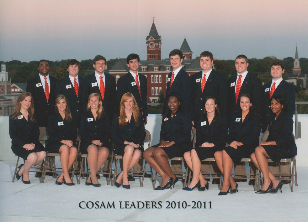 Audra (Brawley) Wallace was part of the 2010-2011 COSAM Leaders. She is pictured in the first row, seated, third from left.