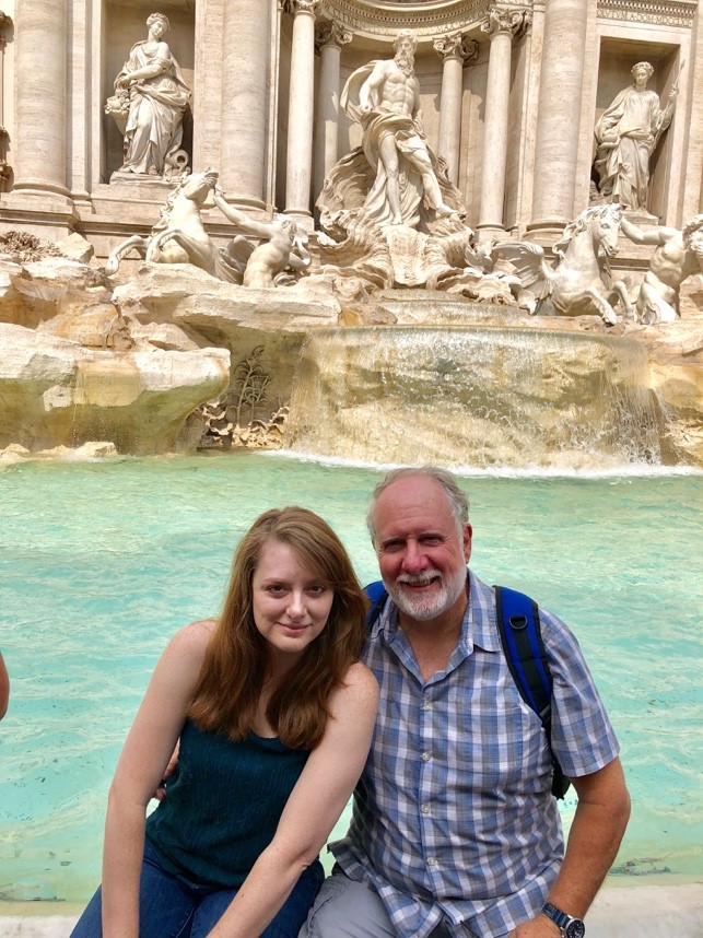 Dr. Feminella with his daughter Andrea at the Trevi Fountain in Italy. 