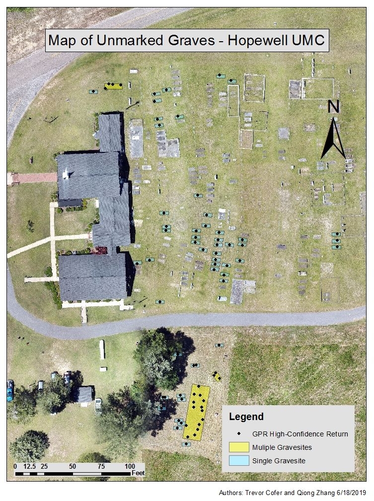 Map of unmarked graves.