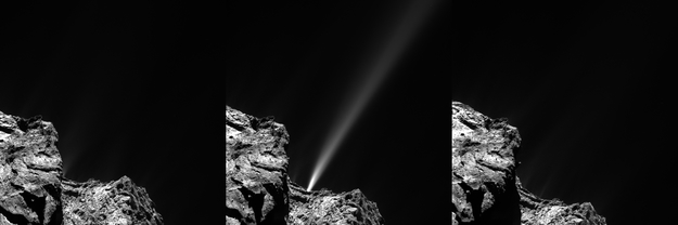 A comet outburst from Comet 67P/Churyumov-Gerasimenko captured by Rosetta's OSIRIS. 