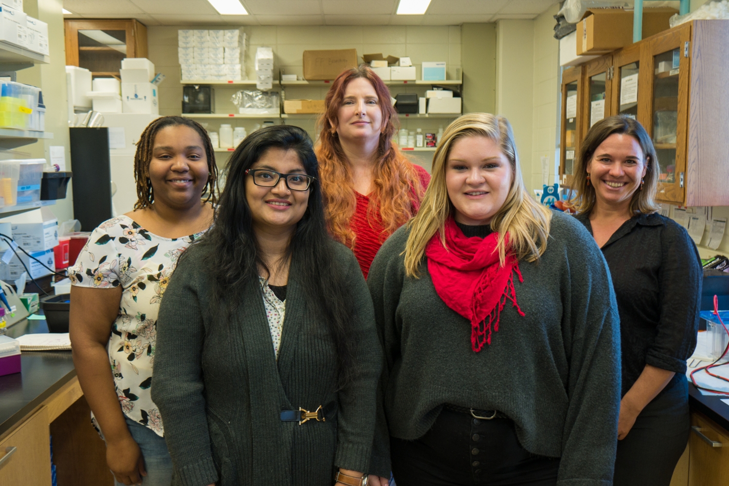 Amanda Clark (Schwartz Lab), Ruksana Amim Eva (Graze Lab), Dr. Rita Graze, Abby Beatty (Schwartz Lab), and Dr. Tonia Schwartz.