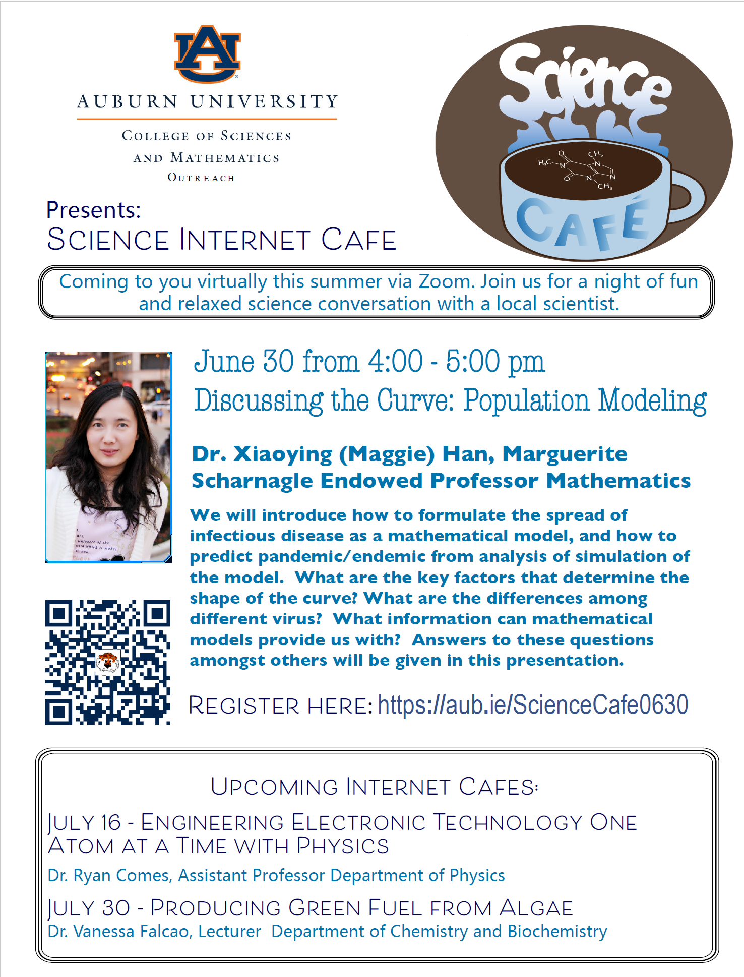 Join Maggie Han and COSAM Outreach at the June 30 Virtual Science Internet Café