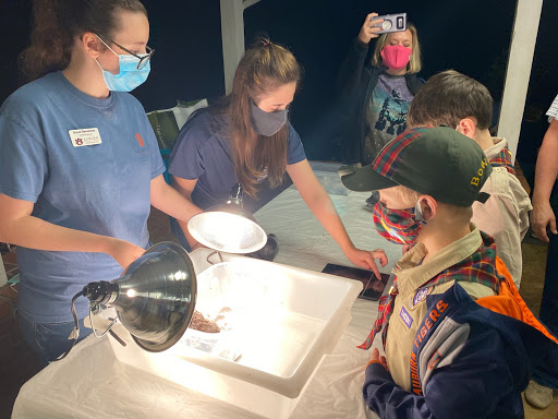 Scouts learning through hands-on demonstrations