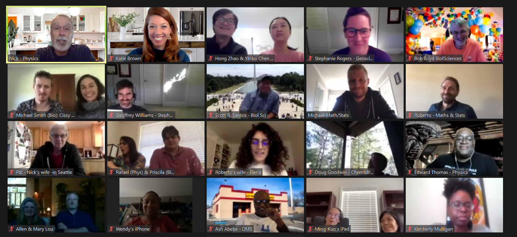 Faculty connecting online via Zoom.