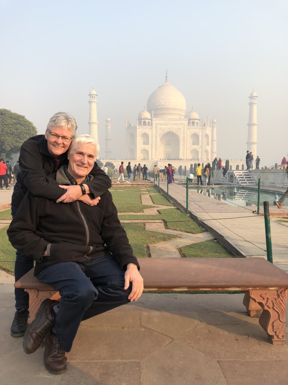 Sue and Chris at the Taj Mahal. 