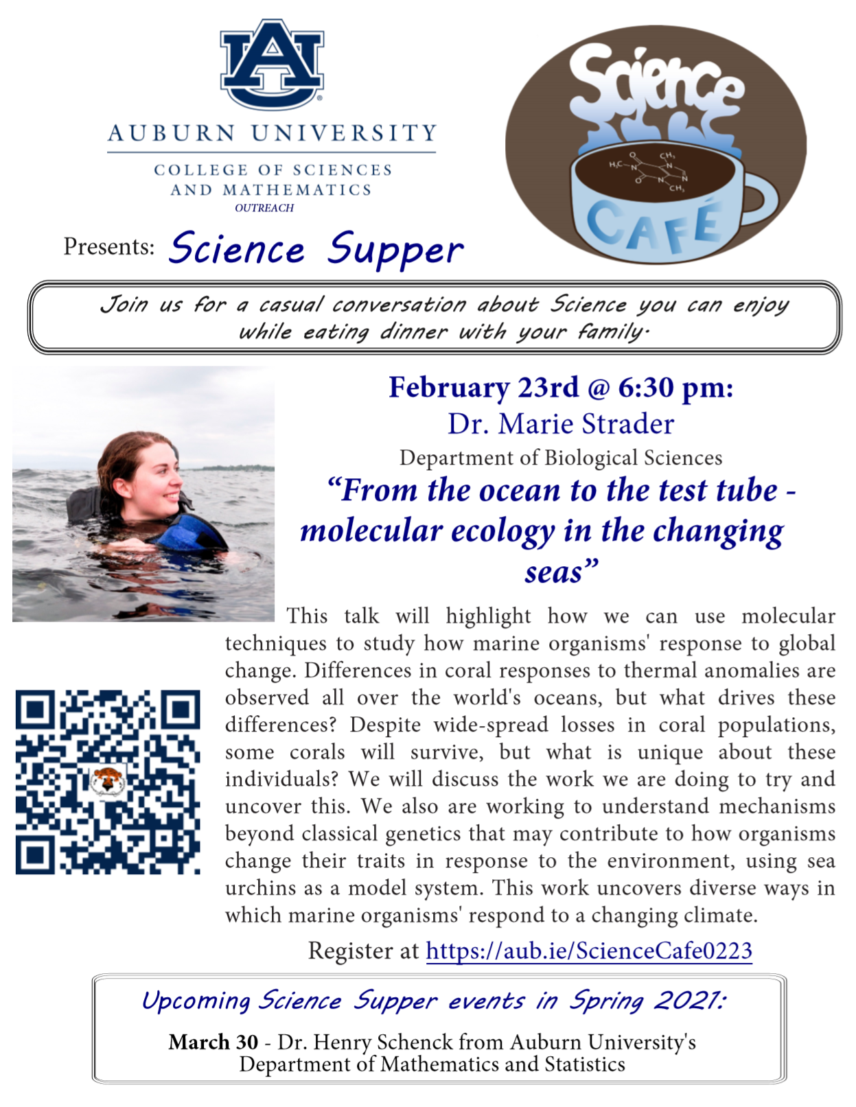 Join us for a virtual Science Supper with Marie Strader