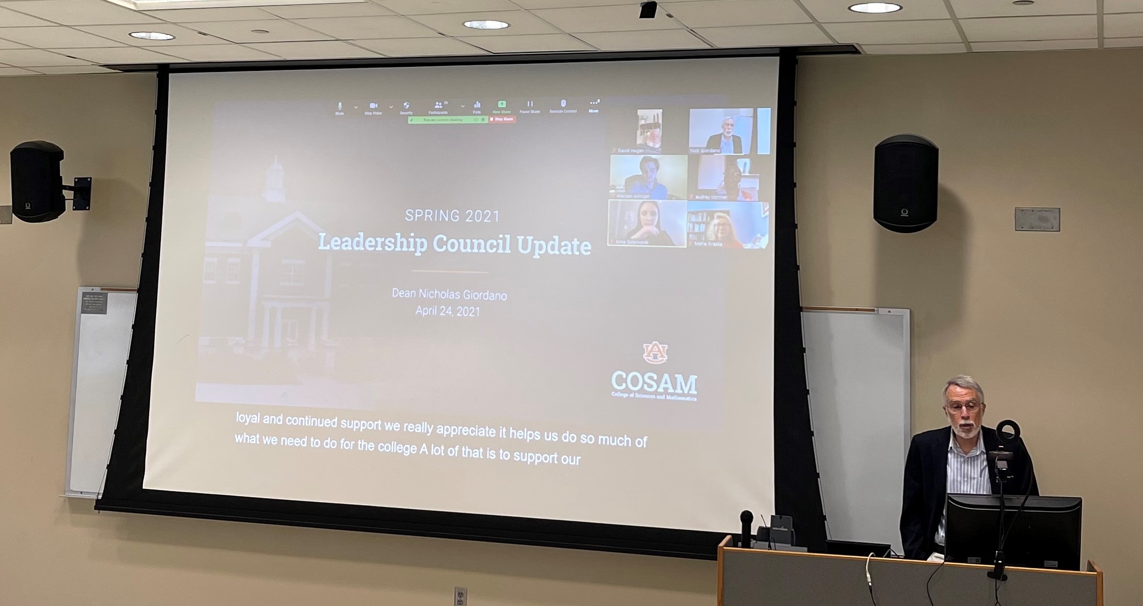 Dean Giordano provides online update for COSAM’s Leadership Council