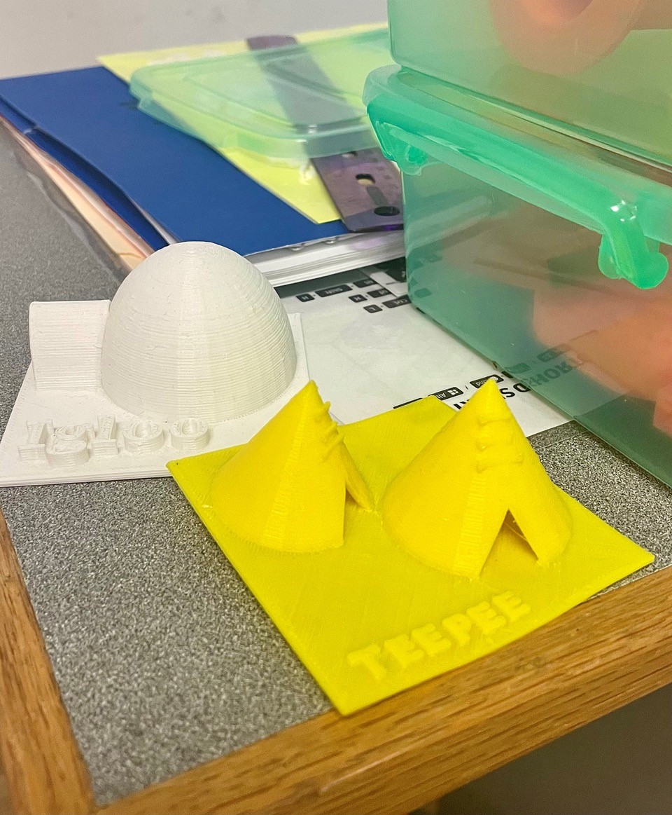 Students designed and printed Native American dwellings at SCORE’s introductory 3D printing and design camp.