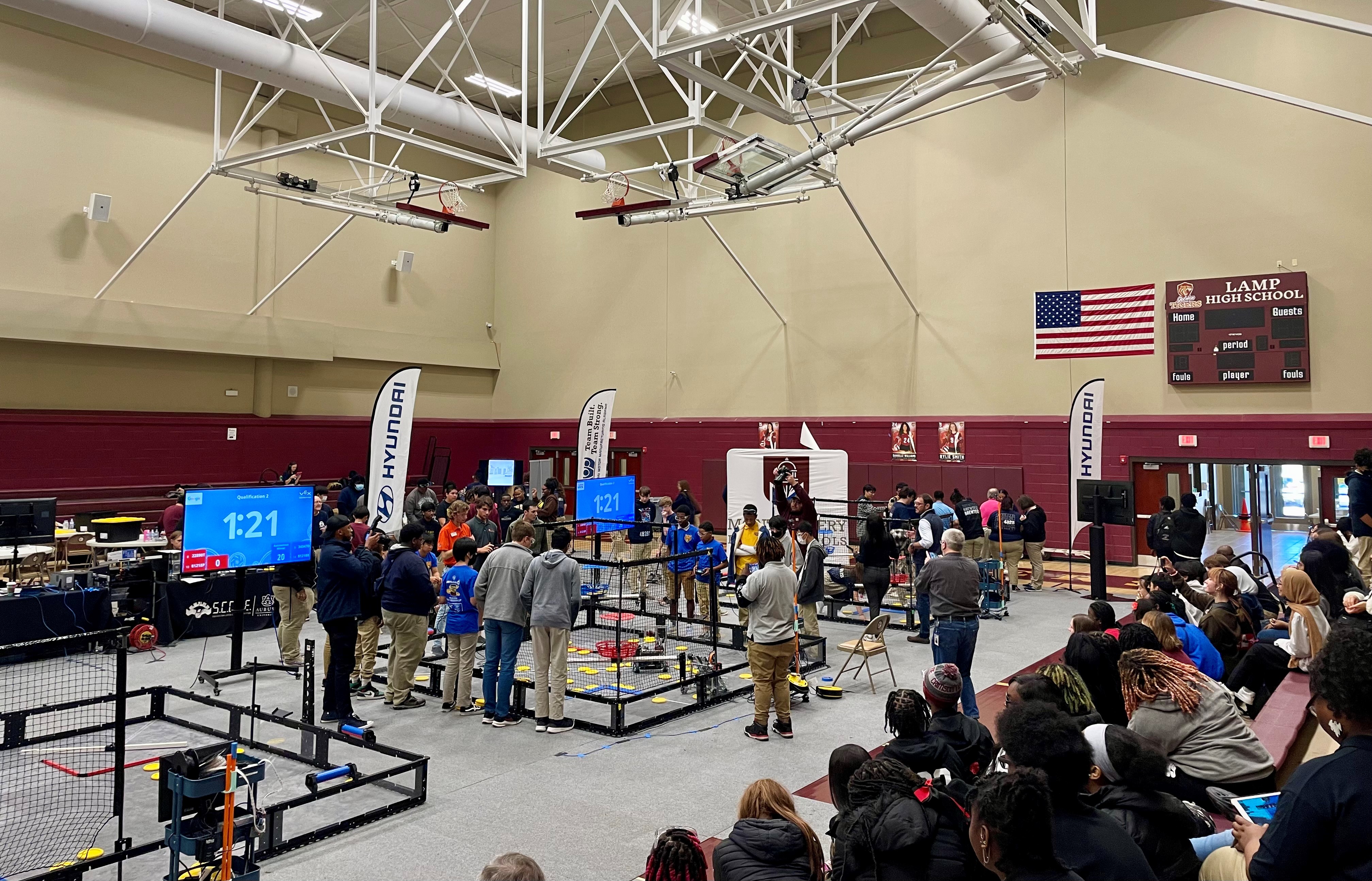 Over 100 high school students from each of the eight MPS high schools competed at the first HIRE robotics tournament on November 18.