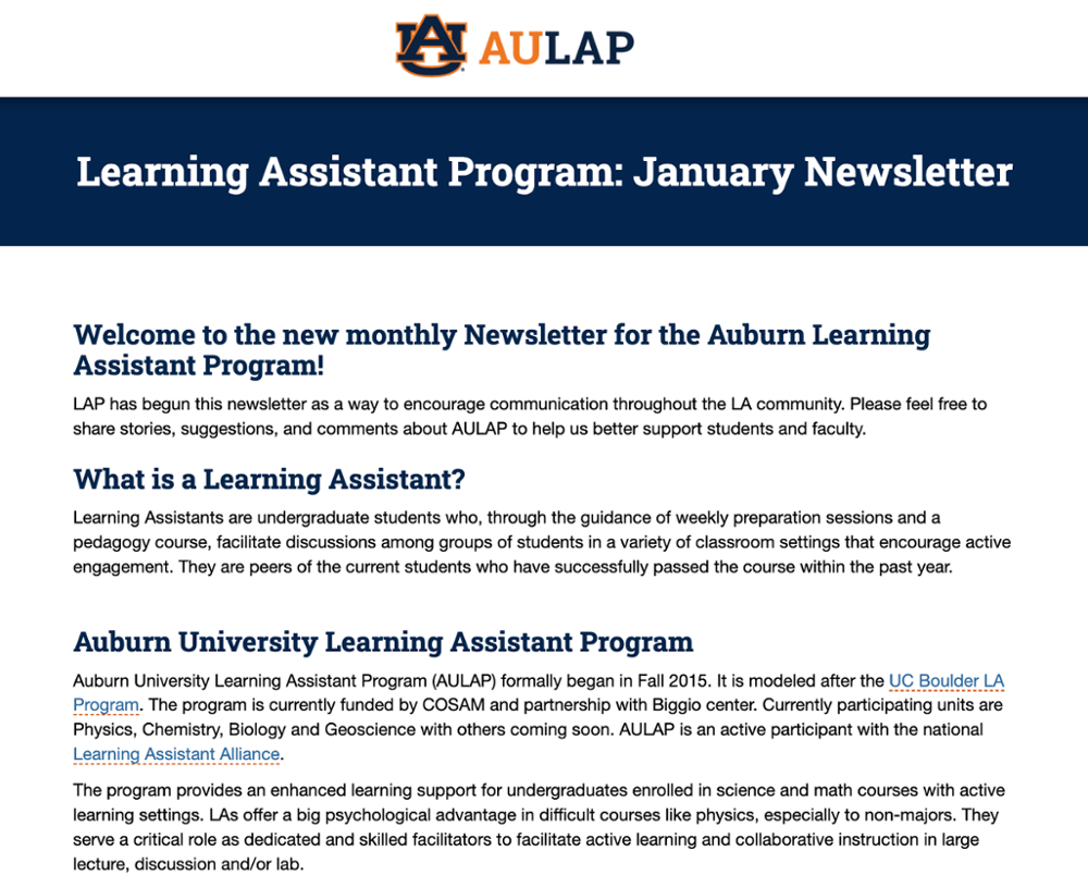 AULAP January Newsletter