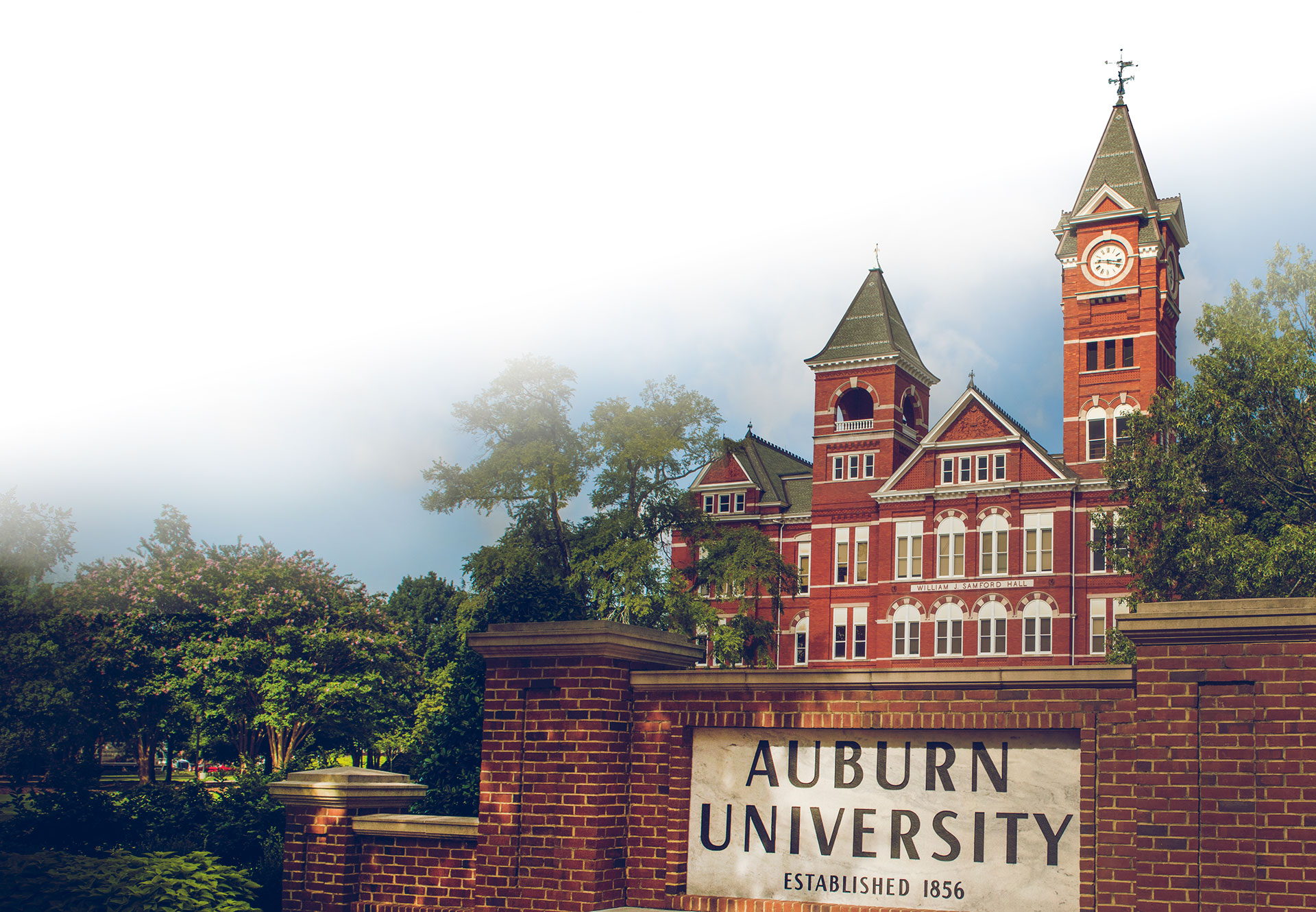 Auburn University sign in front of Samford Hall