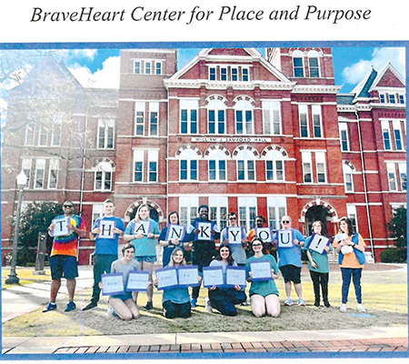 Thank you card from BraveHeart Center for Place and Purpose.