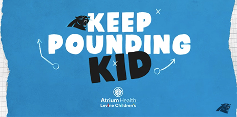 Blue background with words 'Keep Pounding Kid'
