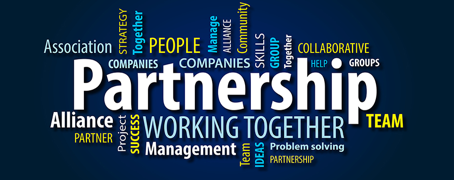 Partnerships, working together, management, collaborative, alliance, association word bank