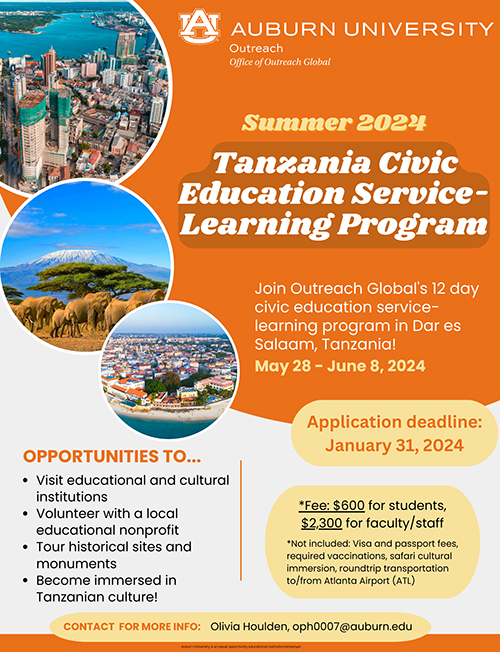 Flyer for Tanzania Civic Education Service Learning Program