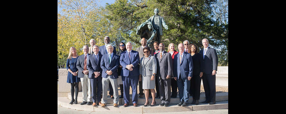 Leaders from Auburn University, Tuskegee University and the institutions' local communities gathered at Tuskegee University for a special ceremony celebrating a new partnership on Monday, Nov. 21. Photo by Tanisha Stephens