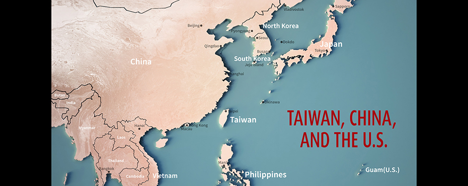 Taiwan, China, and the U.S. - map image