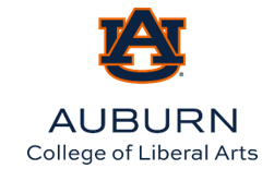 Interlocking AU in blue with orange outline, College of Liberal Arts