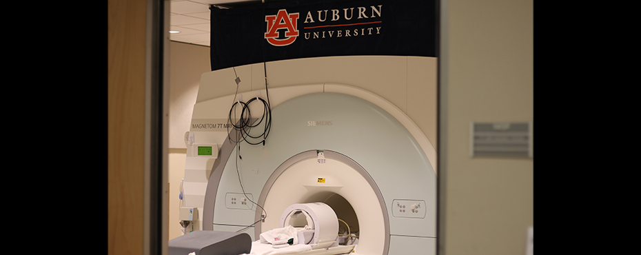 MRI Machine with Auburn University logo mounted above