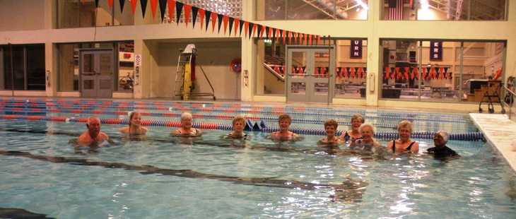 Older people doing exercises in the pool