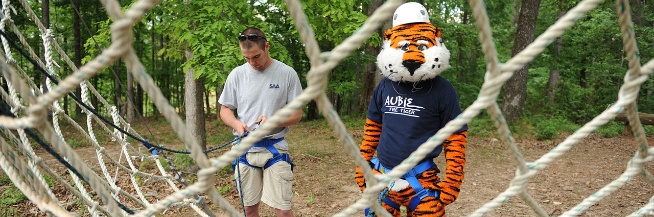Aubie Doing a ropes course.